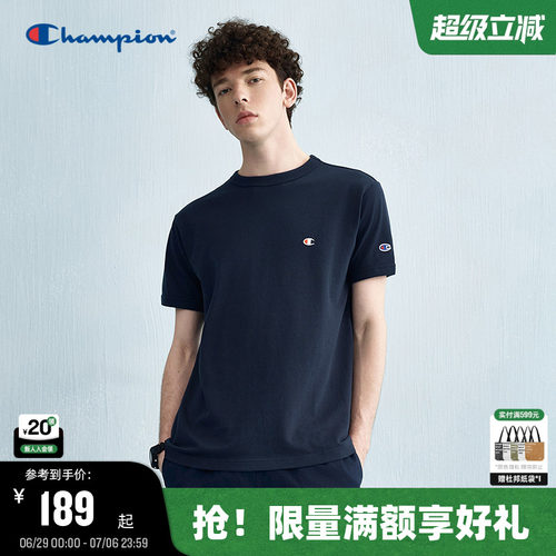 Champion冠军刺绣纯棉短袖t恤