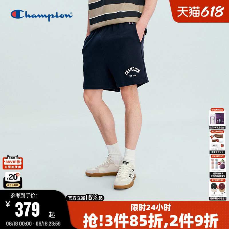 Champion冠军针织短裤男2026夏季新款抽绳全棉运动裤女休闲美式潮