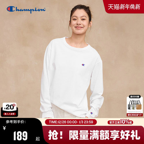 Champion冠军长袖T恤情侣款纯色