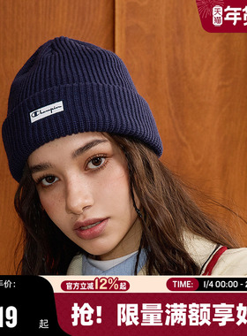 Champion冠军25秋冬新款针织帽男女情侣休闲红色冷帽潮流时尚简约