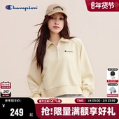 Champion冠军插肩袖 卫衣女春秋款 Polo领休闲半拉链休闲上衣翻领潮