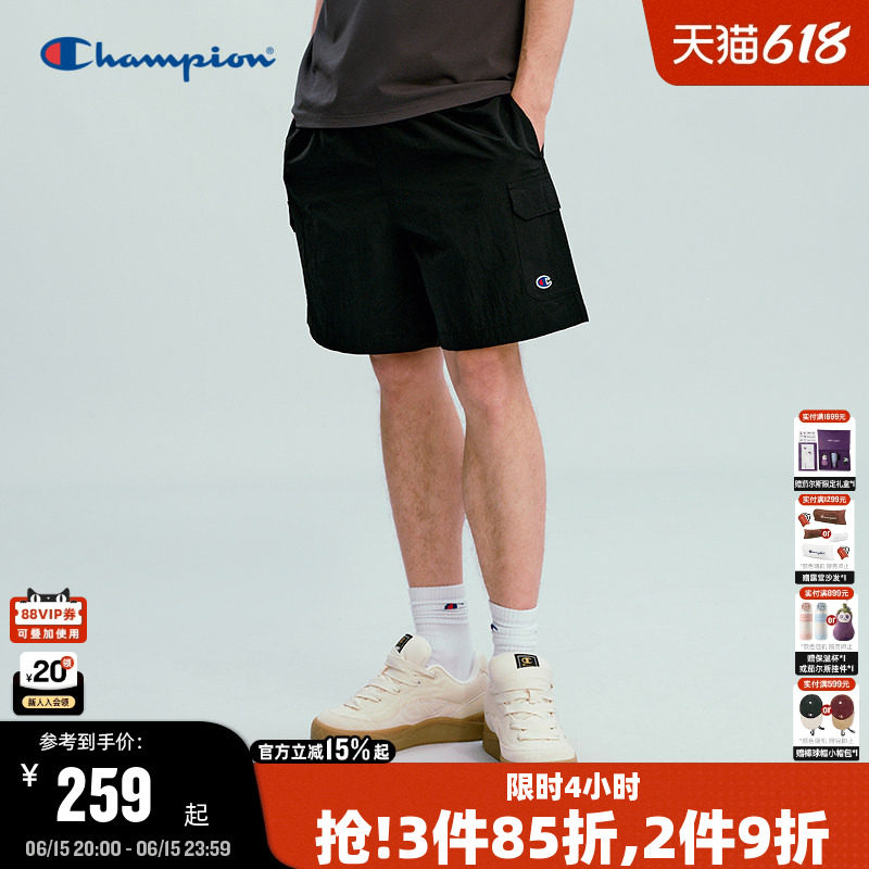 Champion冠军短裤男2026夏季新款工装风抽绳休闲直筒裤女美式潮牌