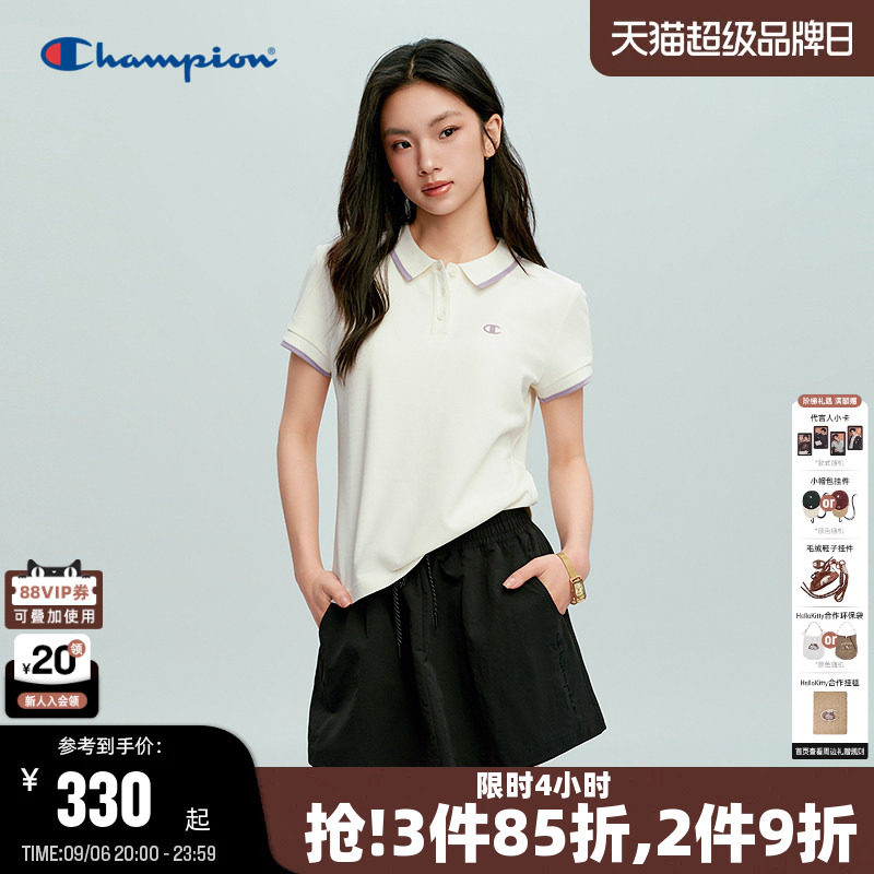 Champion休闲短袖POLO衫女款图片