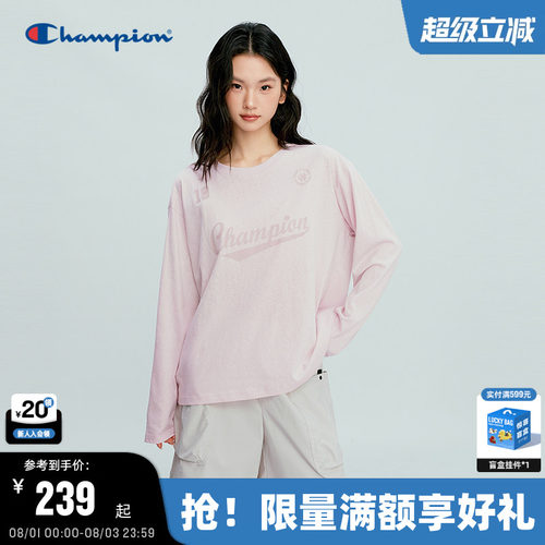 Champion冠军圆领长袖T恤女罩衫