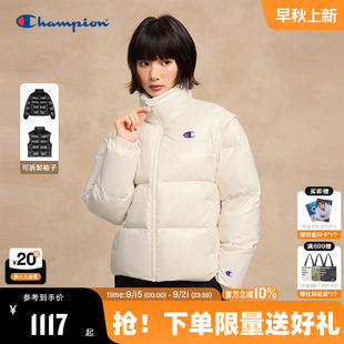 女可拆卸長(zhǎng)袖 面包服量感馬甲潮 羽絨服25秋冬新款 Champion冠軍短款