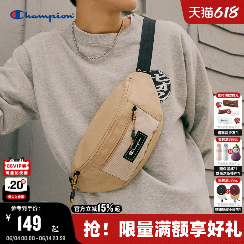Champion冠军单肩胸包女贴布时尚休闲斜挎包男潮牌运动腰包手机包