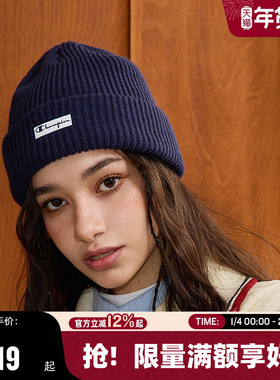 Champion冠军25秋冬新款针织帽男女情侣休闲红色冷帽潮流时尚简约