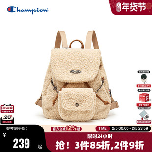 Champion冠军小型双肩包25冬季新款墩墩包女背包毛绒书包男旅行包