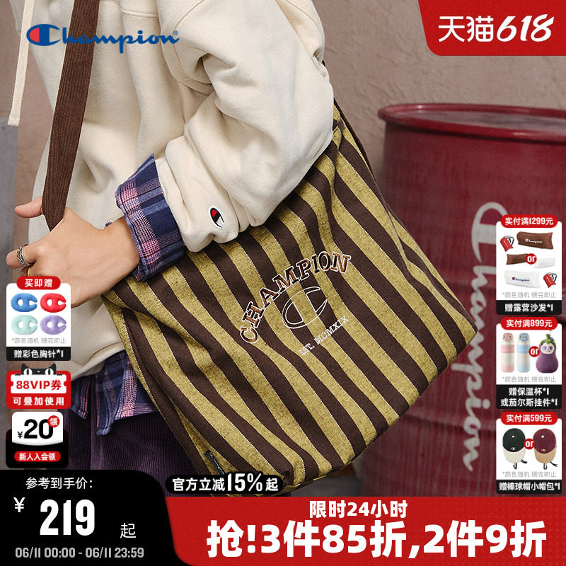 Champion冠军斜挎包26夏季新款女大容量帆布包双面可背通勤单肩包