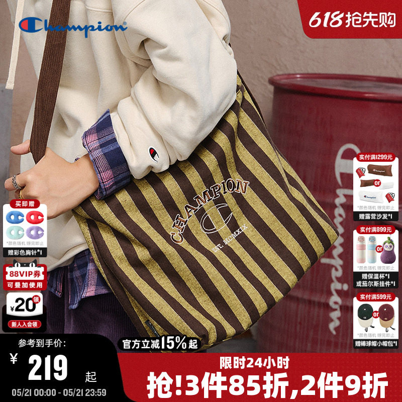 Champion冠军斜挎包26夏季新款女大容量帆布包双面可背通勤单肩包