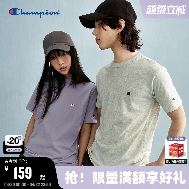 Champion冠军T恤纯棉情侣2026春季新款男刺绣小C短袖显瘦美式潮牌