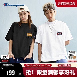 刺绣T恤纯棉圆领休闲复古风潮牌 新款 Champion冠军短袖 男2025夏季
