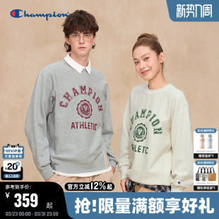 美式 杨和苏同款 情侣上衣落肩袖 新款 Champion冠军圆领卫衣男25秋季