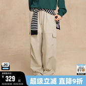 百搭阔腿休闲直筒长裤 男26春季 女抽绳宽松潮秋 裤 Champion冠军工装