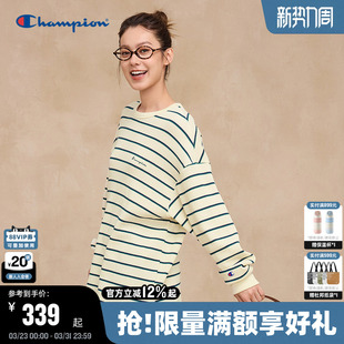 华夫格条纹情侣款 Champion冠军长袖 海魂衫 新款 上衣 T恤男秋季