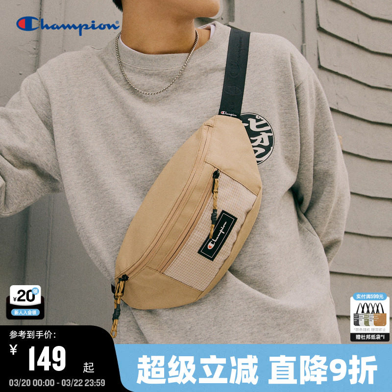 Champion冠军单肩胸包女贴布时尚休闲斜挎包男潮牌运动腰包手机包
