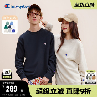 Champion冠军卫衣男春季刺绣经典小C圆领套头上衣女情侣秋冬美式