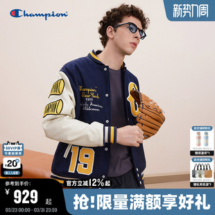 Champion冠军棒球服男秋冬款 复古校园风潮棉服外套 拼接夹克女美式