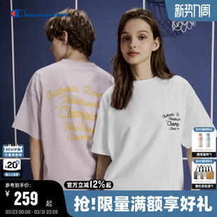字母美式 新款 纯棉T恤女简约潮上衣 男夏季 Champion冠军情侣短袖