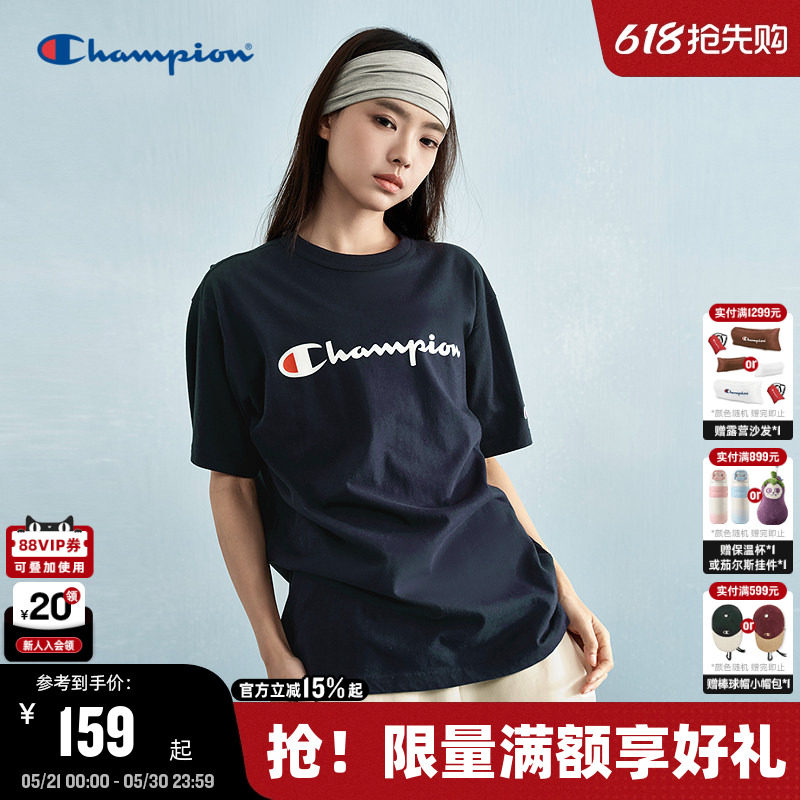 Champion冠军短袖t恤男2026夏季新款潮牌胶印纯棉标语上衣女美式