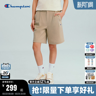 纯色基础款 Champion冠军短裤 打褶侧插袋宽松休闲裤 新款 女2026春季