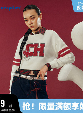 程梓同款【马年系列】Champion冠军圆领卫衣女2026春季新款新年红