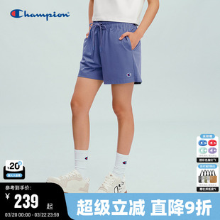 Champion冠军针织短裤女2026春季新款简约纯棉美式运动风热裤潮牌