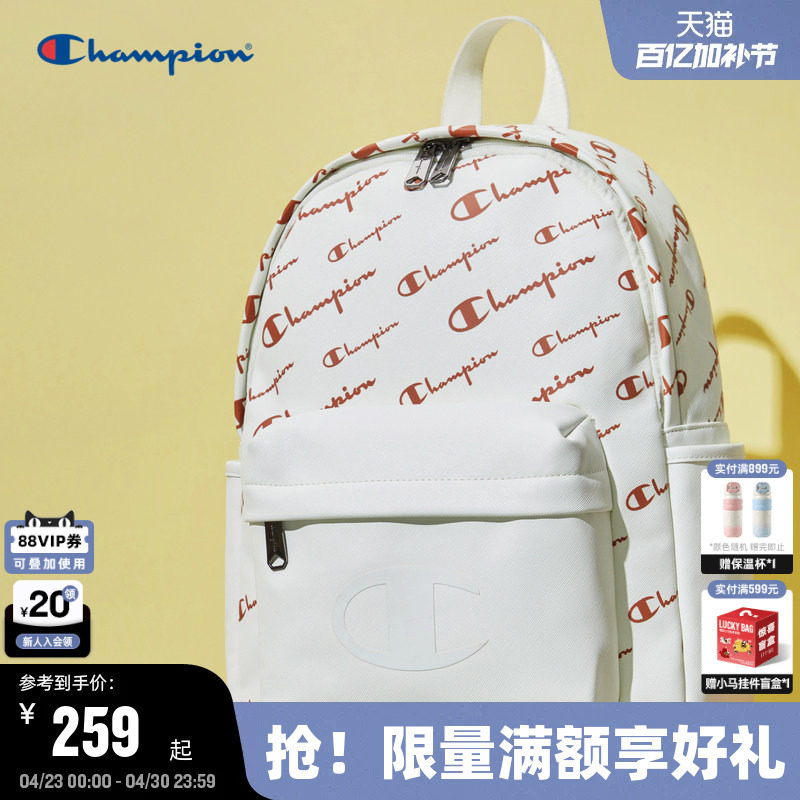 Champion冠军双肩包春季女大容量情侣老花时尚通勤背包男校园书包