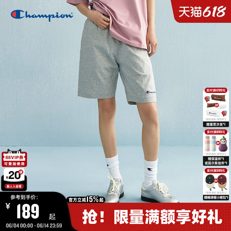 Champion冠军短裤男2025夏季新款潮牌纯棉女运动裤五分卫裤直筒裤
