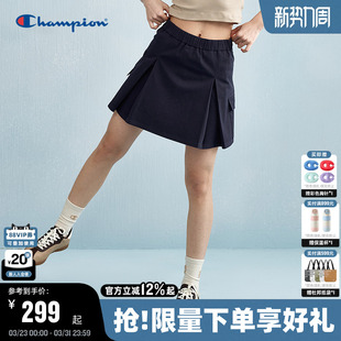 A字裙休闲纯色半裙潮 百褶校园秋季 Champion冠军工装 短裙26春季