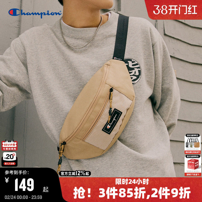 Champion冠军单肩胸包女贴布时尚休闲斜挎包男潮牌运动腰包手机包