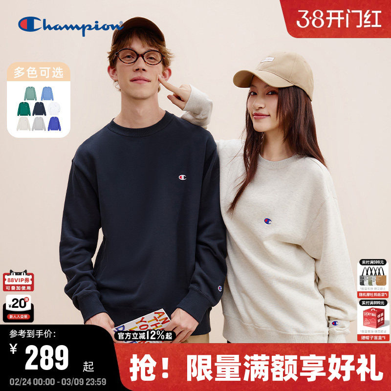 Champion冠军卫衣男025秋季新款刺绣经典小C圆领套头上衣情侣风潮