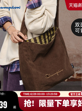 Champion冠军斜挎包25秋冬新款女大容量帆布包双面可背通勤单肩包