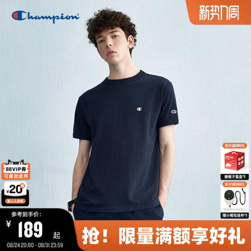 Champion冠军刺绣纯棉短袖t恤