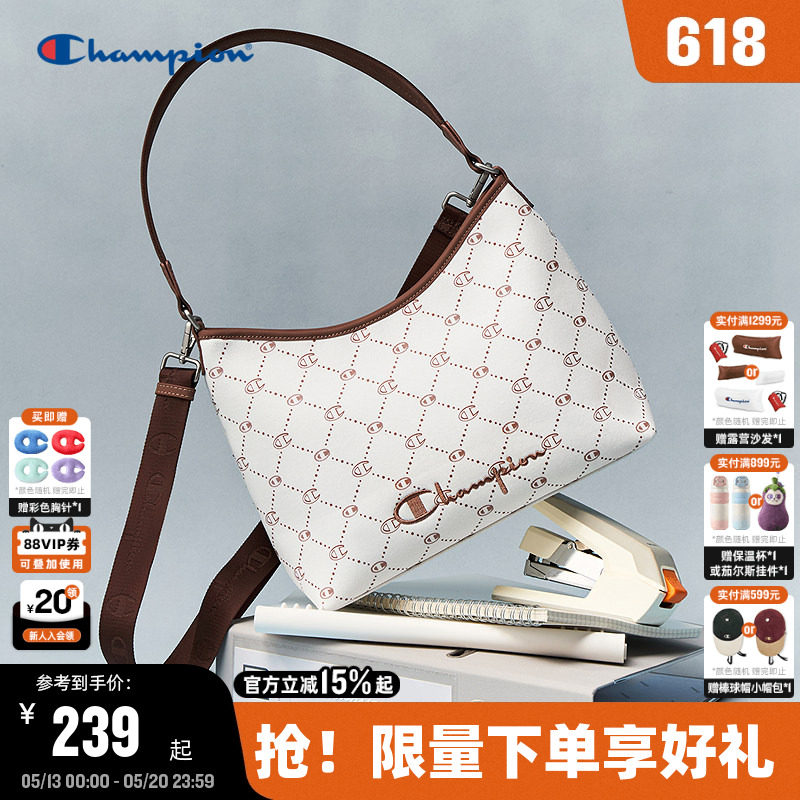 Champion冠军单肩包2026夏季新款女老花腋下hobo包复古通勤斜挎包
