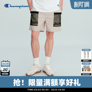 男2026春季 风拼色贴袋直筒裤 新款 工装 女潮牌 美式 Champion冠军短裤