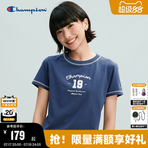 Champion短袖T恤圆领甜美风女款