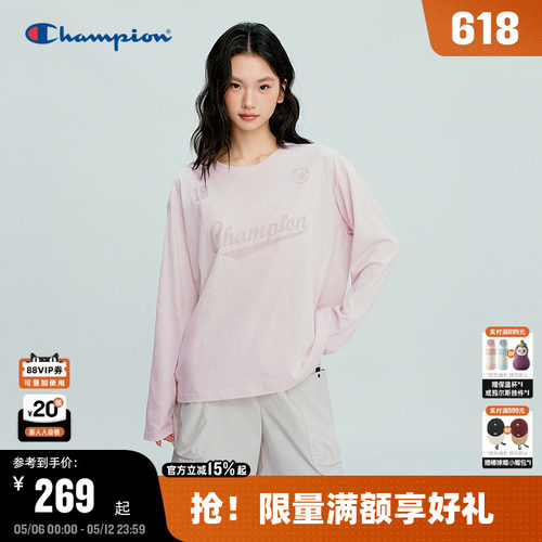 Champion冠军圆领长袖T恤女