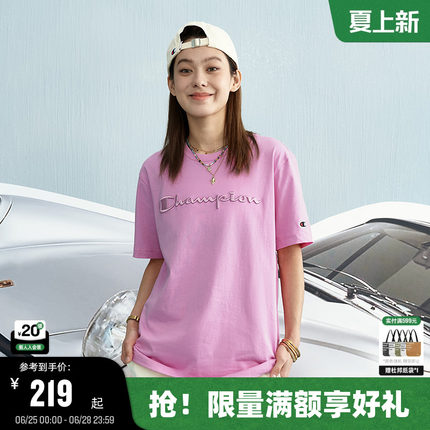 Champion冠军短袖男夏季新款立体刺绣logoT恤情侣圆领潮牌女