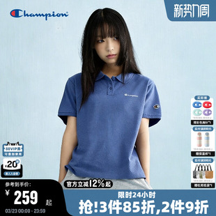 Champion冠军短袖POLO衫女2026春季新款翻领T恤简约轻商务休闲风