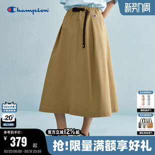风工装 中长裙女美式 风半裙 卡其a字秋季 Champion冠军半身裙26春季