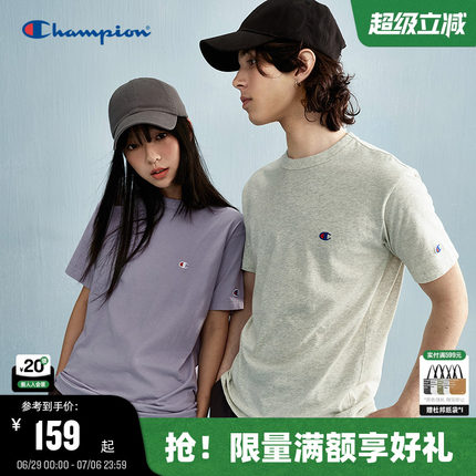 Champion冠军T恤纯棉情侣2026夏季新款男刺绣小C短袖显瘦美式潮牌