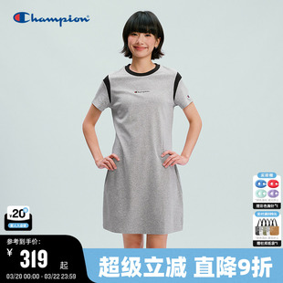 Champion连衣裙女2026春季新款柔系美式风宽松直筒型中长款潮针织