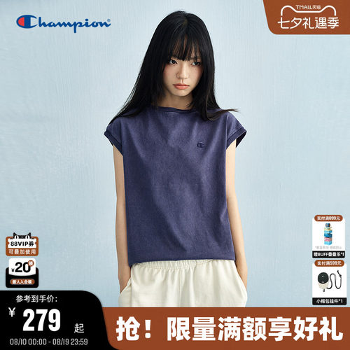 Champion冠军无袖T恤丹宁牛仔风