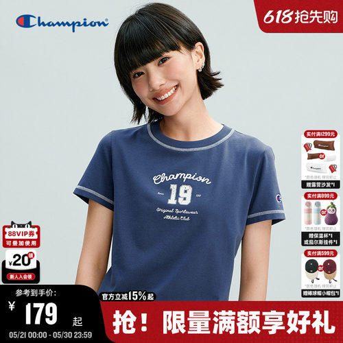 Champion短袖T恤圆领甜美风女款