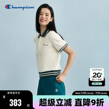 李沐宸同款Champion冠军短袖T恤女25夏季新款美式翻领上衣polo衫