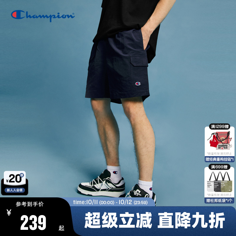 Champion冠军短裤男夏季2025新款工装裤美式夏季休闲裤运动裤黑色