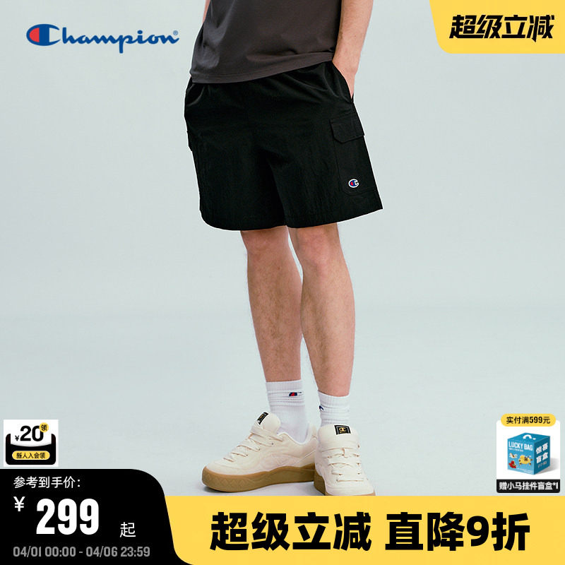 Champion冠军短裤男夏季2026春季新款工装裤美式夏季休闲运动裤黑