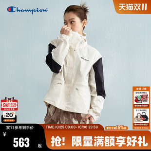 Champion冠军拼色连帽夹克女春秋新款 外套 潮牌户外风休闲开衫