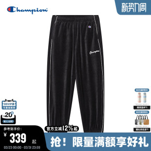 丝绒长裤 新款 休闲复古运动风束脚女 男2026春季 Champion冠军休闲裤
